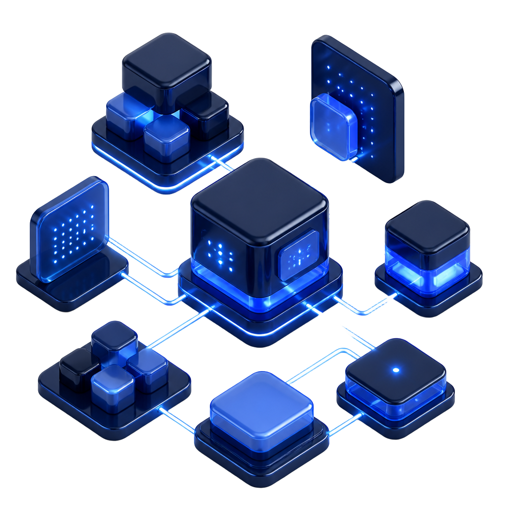 Abstract illustration of connected business systems